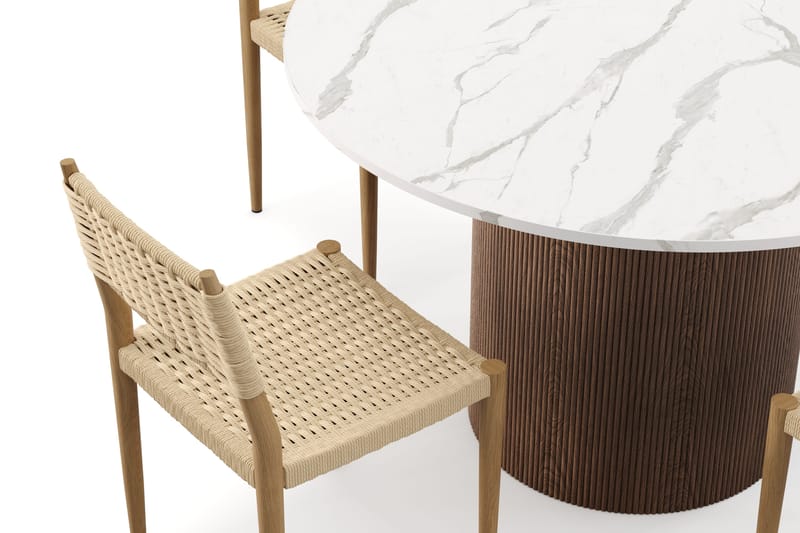 Uppveda Matbord 120 cm Rund med 4 st Jamna Matstolar - Brun - Möbler - Matplats - Matgrupp & matbord med stolar