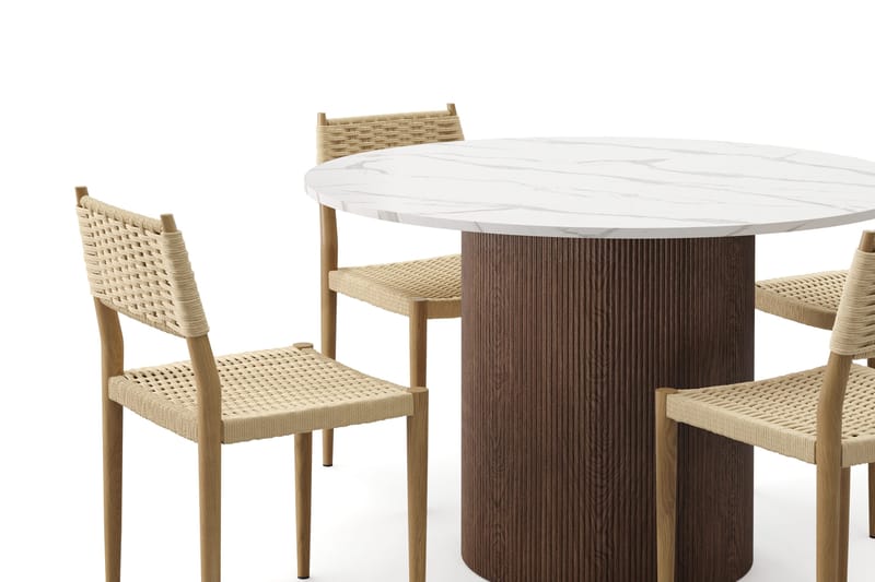 Uppveda Matbord 120 cm Rund med 4 st Jamna Matstolar - Brun - Möbler - Matplats - Matgrupp & matbord med stolar