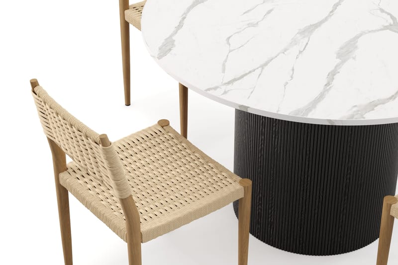 Uppveda Matbord 120 cm Rund med 4 st Jamna Matstolar - Svart/Vit - Möbler - Matplats - Matgrupp & matbord med stolar