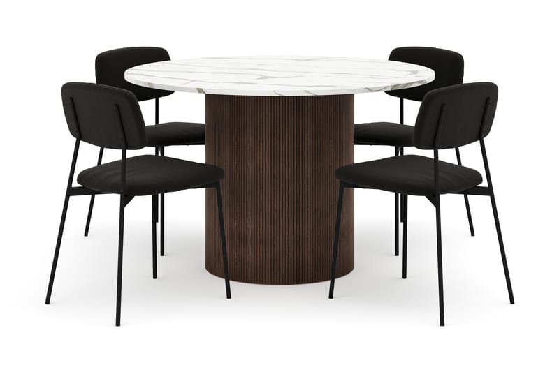 Uppveda Matbord 120 cm Rund med 4 st Lowe Matstol|Bouclear - Brun - Möbler - Matplats - Matgrupp & matbord med stolar