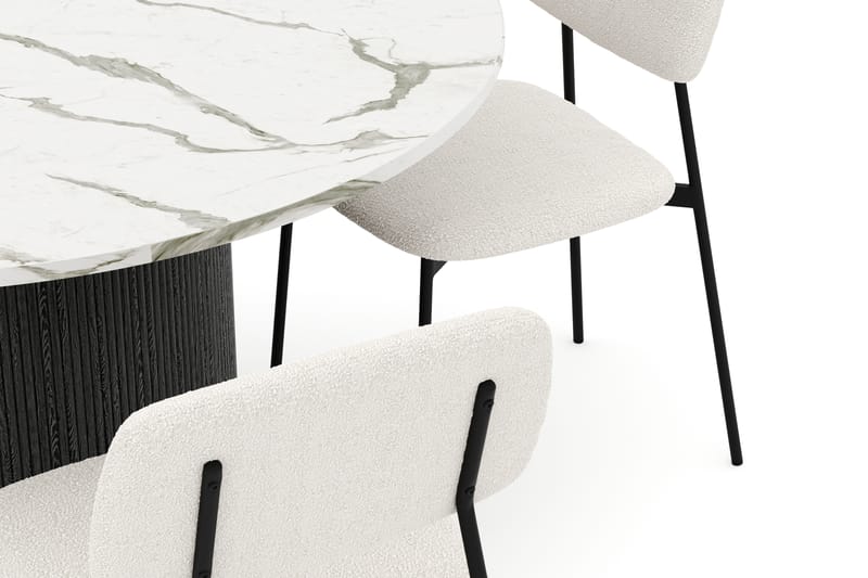 Uppveda Matbord 120 cm Rund med 4 st Lowe Matstol|Bouclear - Svart/Vit - Möbler - Matplats - Matgrupp & matbord med stolar