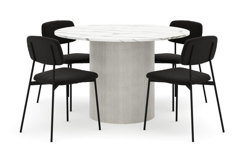 Uppveda Matbord 120 cm Rund med 4 st Lowe Matstol|Bouclear - Vit - Möbler - Matplats - Matgrupp & matbord med stolar