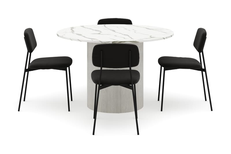 Uppveda Matbord 120 cm Rund med 4 st Lowe Matstol|Bouclear - Vit - Möbler - Matplats - Matgrupp & matbord med stolar