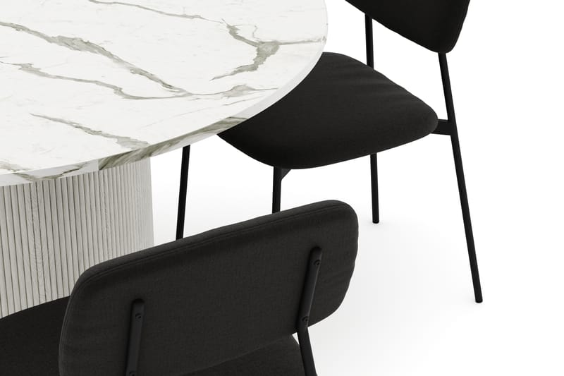 Uppveda Matbord 120 cm Rund med 4 st Lowe Matstol|Bouclear - Vit - Möbler - Matplats - Matgrupp & matbord med stolar