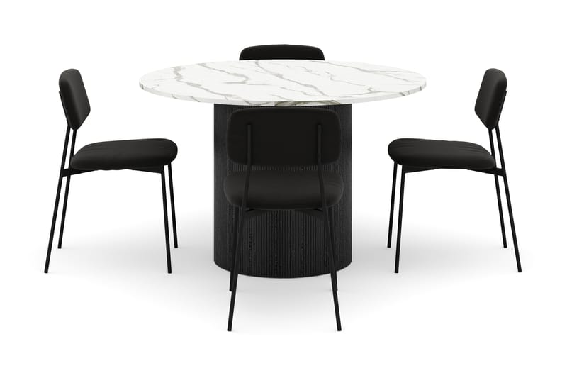 Uppveda Matbord 120 cm Rund med 4 st Lowe Matstol|Svartar - Svart/Vit - Möbler - Matplats - Matgrupp & matbord med stolar