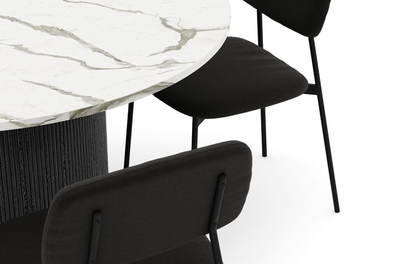 Uppveda Matbord 120 cm Rund med 4 st Lowe Matstol|Svartar - Svart/Vit - Möbler - Matplats - Matgrupp & matbord med stolar