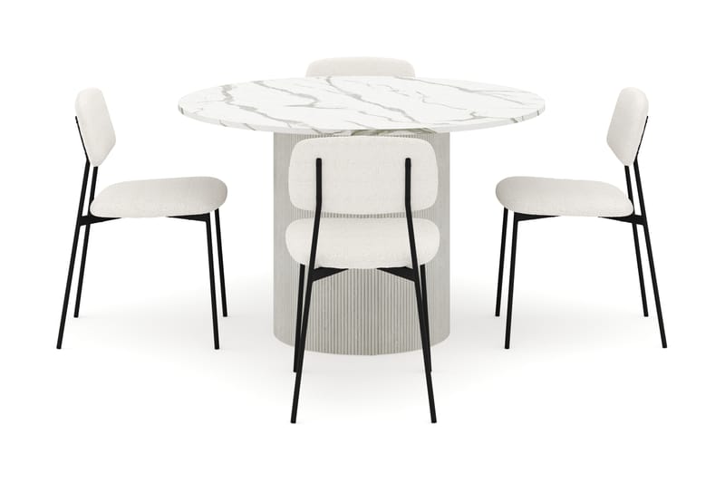 Uppveda Matbord 120 cm Rund med 4 st Lowe Matstol|Svartar - Vit - Möbler - Matplats - Matgrupp & matbord med stolar