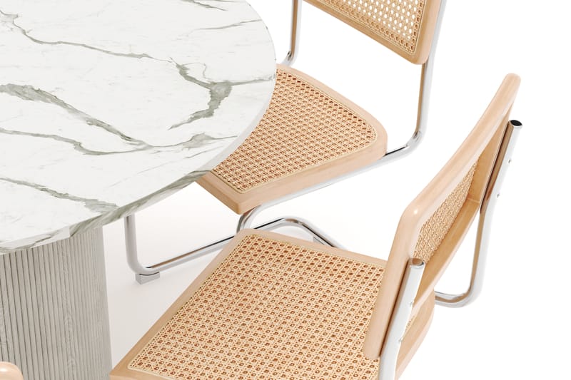 Uppveda Matbord 120 cm Rund med 6 st Build Matstolar - Vit - Möbler - Matplats - Matgrupp & matbord med stolar