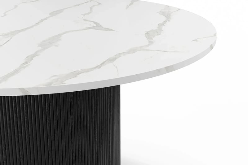 Uppveda Matbord 120 cm Runt Svart med 4 Sawako Greige Stolar - Svart/Vit/Greige - Möbler - Matplats - Matgrupp & matbord med stolar