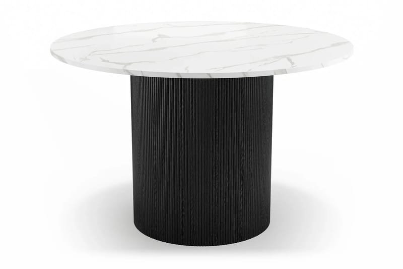 Uppveda Matbord 120 cm Runt Svart med 4 Sawako Greige Stolar - Svart/Vit/Greige - Möbler - Matplats - Matgrupp & matbord med stolar