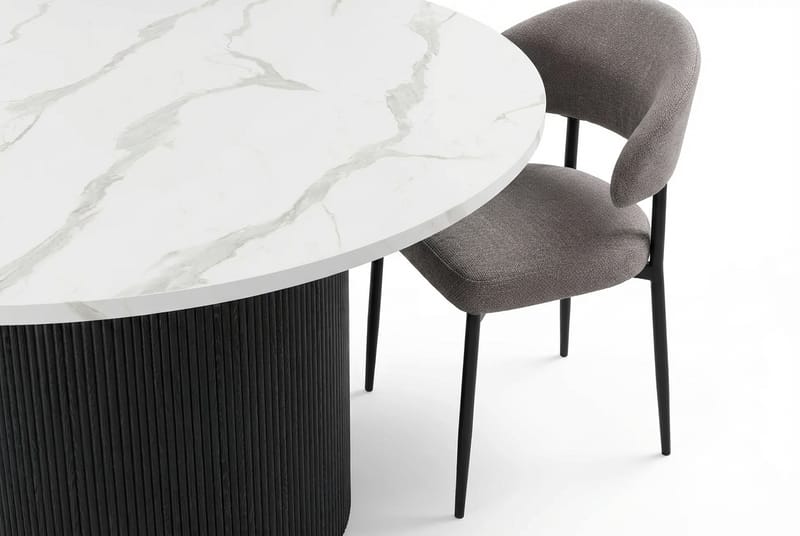 Uppveda Matbord 120 cm Runt Svart med 4 Sawako Greige Stolar - Svart/Vit/Greige - Möbler - Matplats - Matgrupp & matbord med stolar