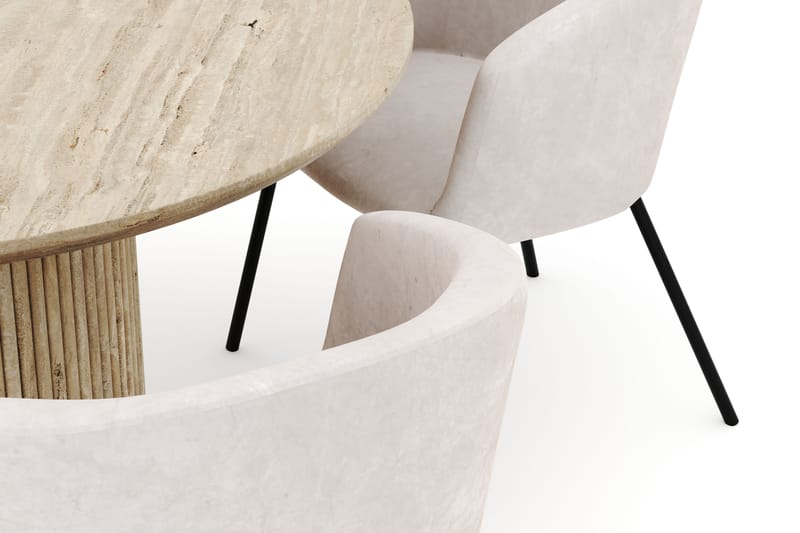 Uppveda Matbord Runt 120 cm med 4 Berit Stolar - Beige - Möbler - Matplats - Matgrupp & matbord med stolar