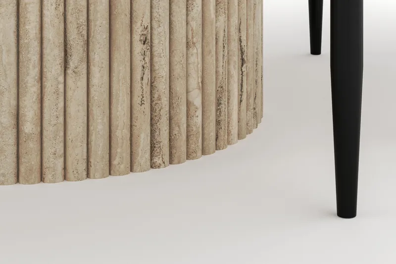 Uppveda Matbord Runt 120 cm med 4 Sawako Stolar - Beige - Möbler - Matplats - Matgrupp & matbord med stolar