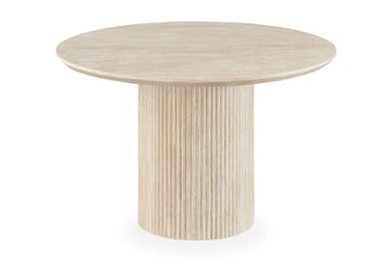 Uppveda Matbord Runt 120 cm Travertin med 4 Reciclar Matstolar - Travertin/Greige - Möbler - Matplats - Matgrupp & matbord med stolar