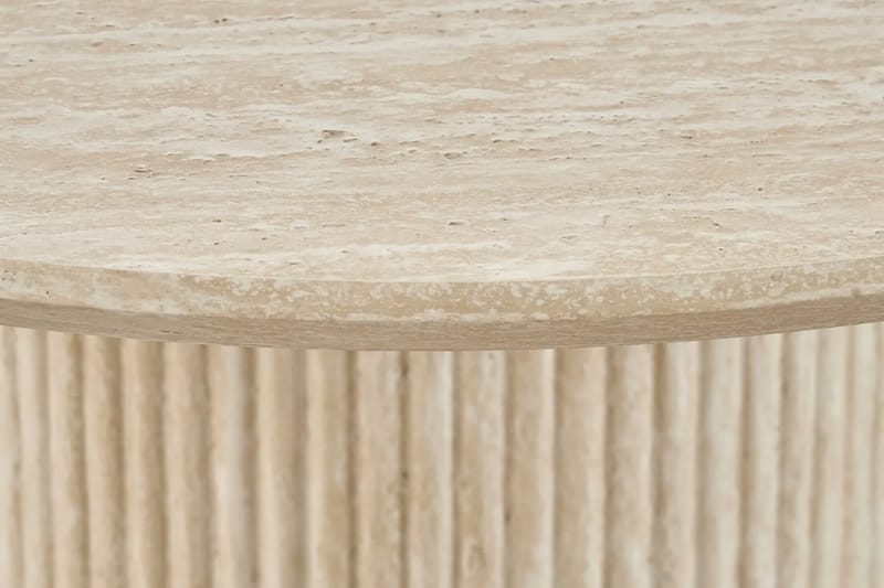 Uppveda Matbord Runt 120 cm Travertin med 4 Reciclar Matstolar - Travertin/Greige - Möbler - Matplats - Matgrupp & matbord med stolar