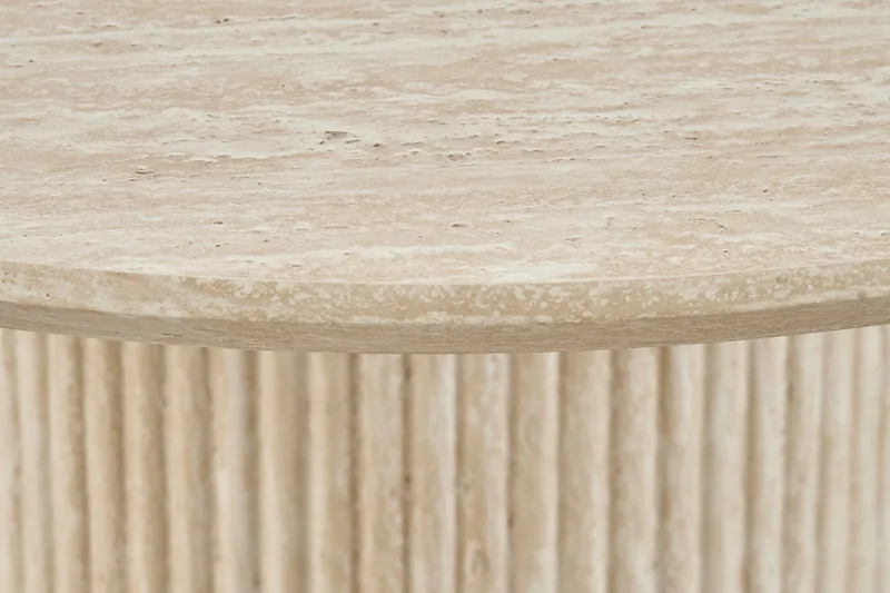 Uppveda Matbord Runt 120 cm Travertin utseende - Beige - Möbler - Matplats - Matbord & köksbord