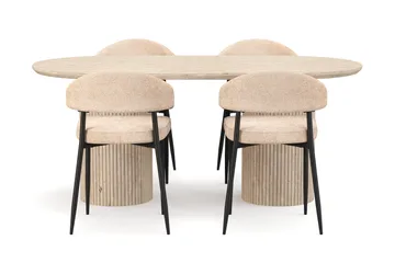 Uppveda Matbord Travetin utseende med 4 st Jairam Matstolar - Beige - Möbler - Matplats - Matgrupp & matbord med stolar