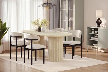 Uppveda Matbord Travetin utseende med 4 st Jaiveer Matstolar - Beige - Möbler - Matplats - Matgrupp & matbord med stolar