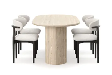 Uppveda Matbord Travetin utseende med 4 st Jaiveer Matstolar - Beige - Möbler - Matplats - Matgrupp & matbord med stolar