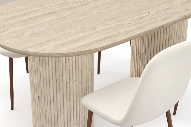 Uppveda Matbord Travetin utseende med 4 st Nibe Matstolar - Beige - Möbler - Matplats - Matgrupp & matbord med stolar