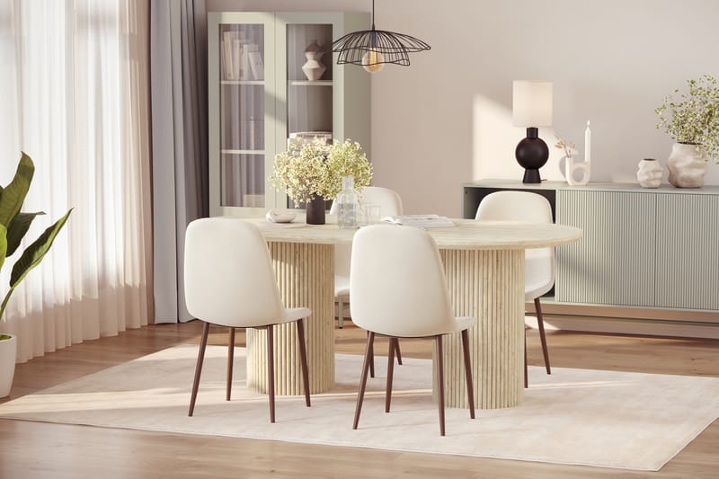 Uppveda Matbord Travetin utseende med 4 st Nibe Matstolar - Beige - Möbler - Matplats - Matgrupp & matbord med stolar