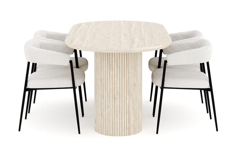 Uppveda Matgrupp 180 cm Oval med 4 Ayana Matstolar - Travetin - Möbler - Matplats - Matgrupp & matbord med stolar