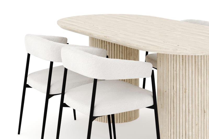 Uppveda Matgrupp 180 cm Oval med 4 Ayana Matstolar - Travetin - Möbler - Matplats - Matgrupp & matbord med stolar