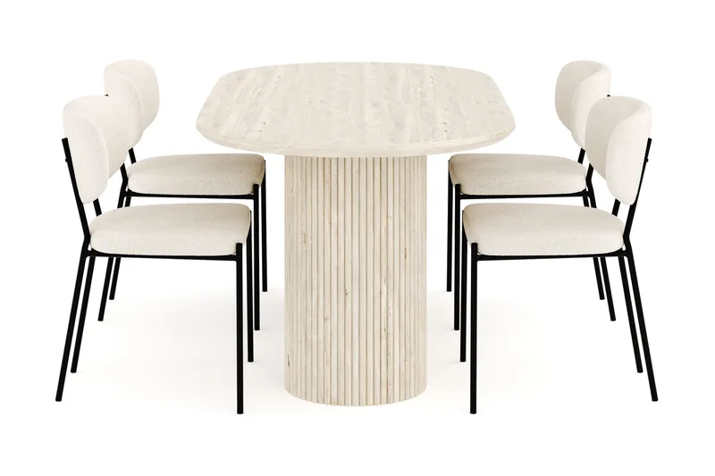 Uppveda Matgrupp 180 cm Oval med 4 Gemmiano Matstolar - Travetin - Möbler - Matplats - Matgrupp & matbord med stolar
