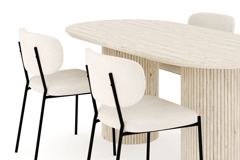 Uppveda Matgrupp 180 cm Oval med 4 Gemmiano Matstolar - Travetin - Möbler - Matplats - Matgrupp & matbord med stolar