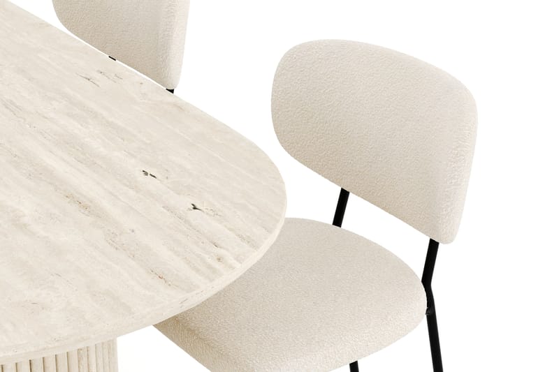 Uppveda Matgrupp 180 cm Oval med 4 Gemmiano Matstolar - Travetin - Möbler - Matplats - Matgrupp & matbord med stolar