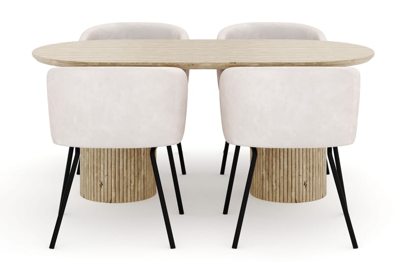 Uppveda Ovalt Matbord 180x90 cm med 4 Berit Stolar - Beige - Möbler - Matplats - Matgrupp & matbord med stolar
