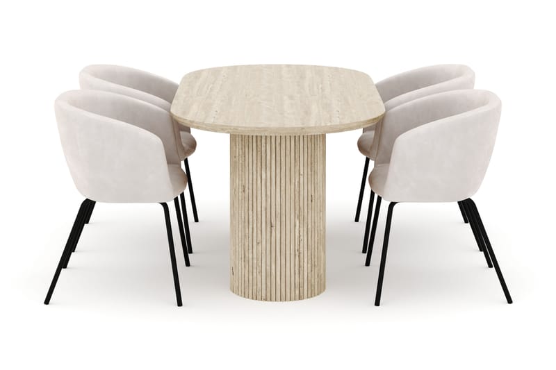 Uppveda Ovalt Matbord 180x90 cm med 4 Berit Stolar - Beige - Möbler - Matplats - Matgrupp & matbord med stolar