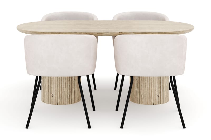 Uppveda Ovalt Matbord 180x90 cm med 4 Berit Stolar - Beige - Möbler - Matplats - Matgrupp & matbord med stolar