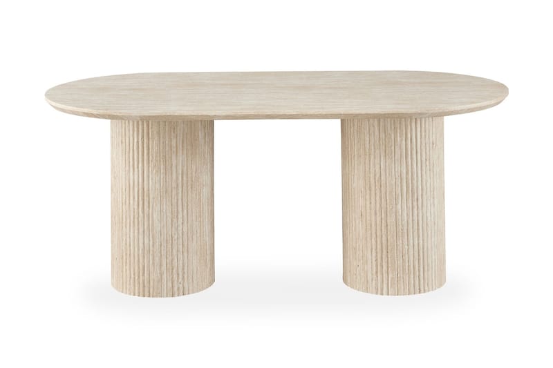 Uppveda Ovalt Matbord 180x90 cm med 4 Sawako Greige Stolar - Travertin/Greige - Möbler - Matplats - Matgrupp & matbord med stolar