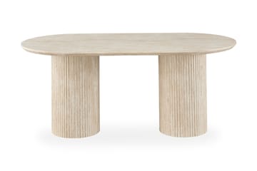 Uppveda Ovalt Matbord 180x90 cm med 4 Sawako Greige Stolar - Travertin/Greige - Möbler - Matplats - Matgrupp & matbord med stolar