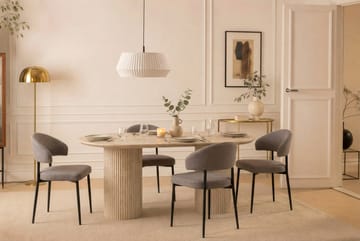 Uppveda Ovalt Matbord 180x90 cm med 4 Sawako Greige Stolar - Travertin/Greige - Möbler - Matplats - Matgrupp & matbord med stolar