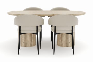 Uppveda Ovalt Matbord 180x90 cm med 4 Sawako Stolar - Beige - Möbler - Matplats - Matgrupp & matbord med stolar