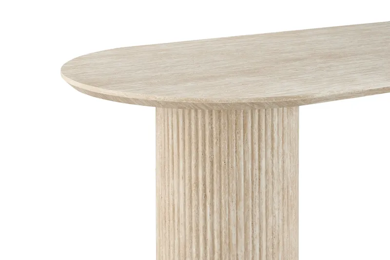 Uppveda Ovalt Matbord 180x90 cm Travertin Utseende - Beige - Möbler - Matplats - Matbord & köksbord