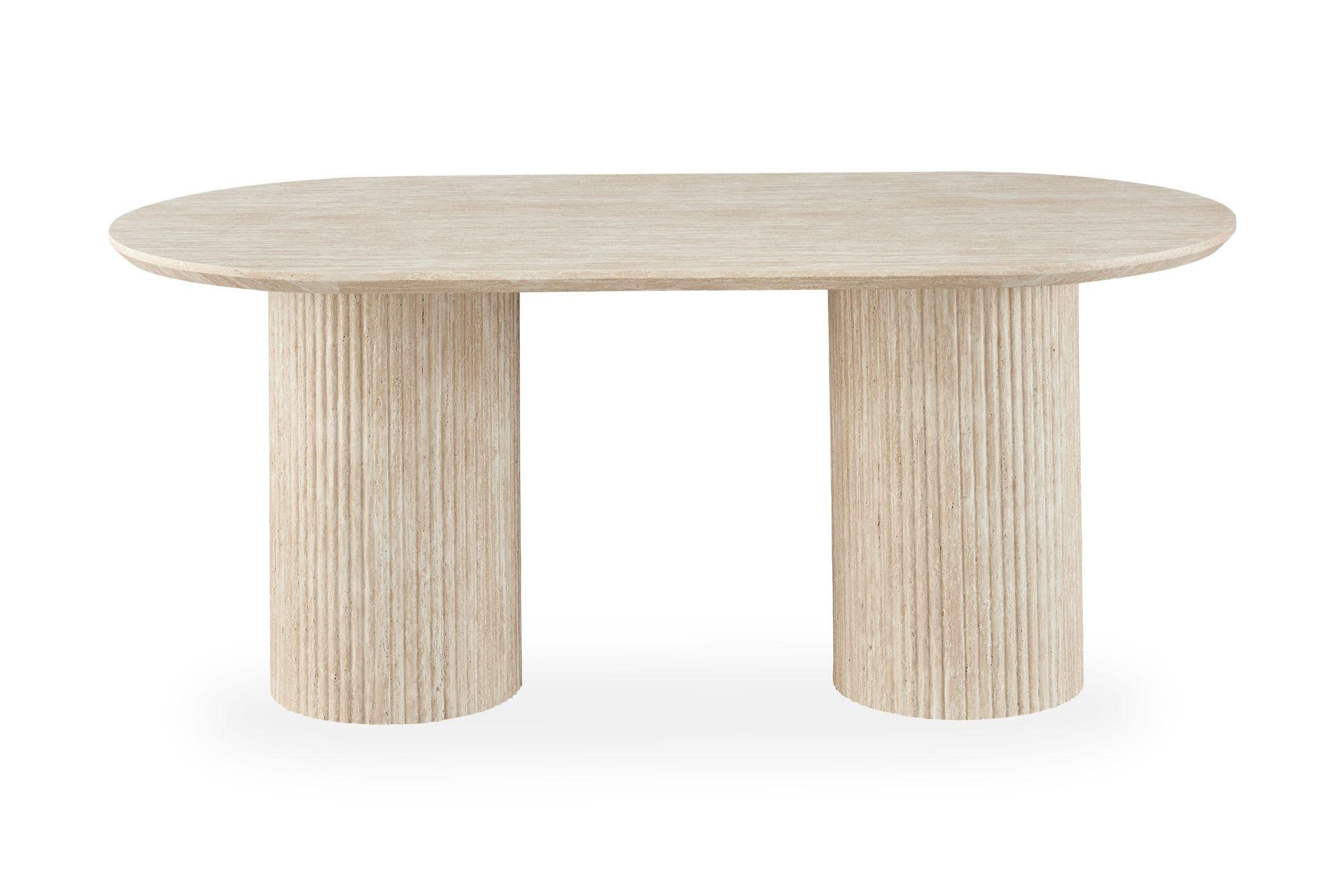 uppveda ovalt matbord 180x90 cm travertin utseende - beige