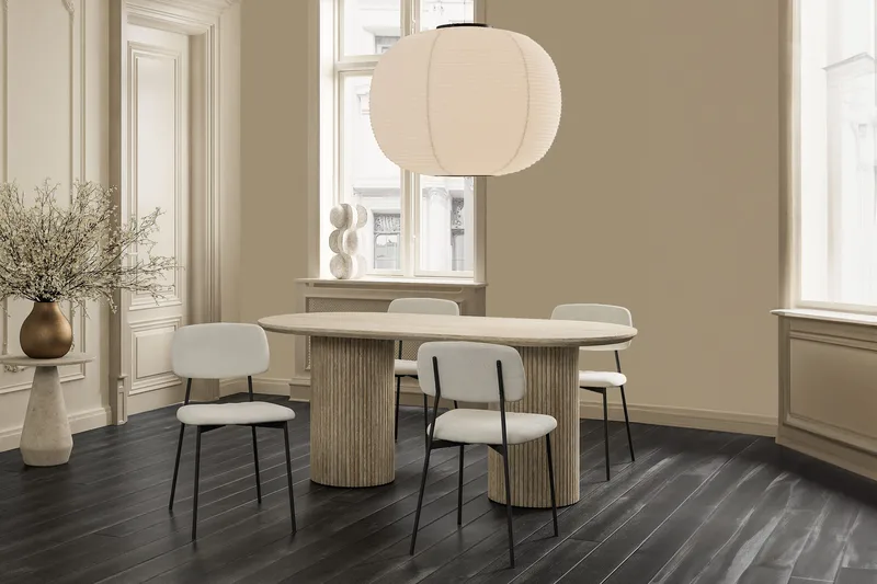 Uppveda Ovalt Matbord 180x90 cm Travertin Utseende - Beige - Möbler - Matplats - Matbord & köksbord