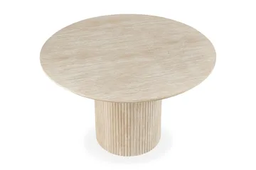 Uppveda Runt Matbord 120 cm med Travertinutseende - Beige - Möbler - Matplats - Matbord & köksbord