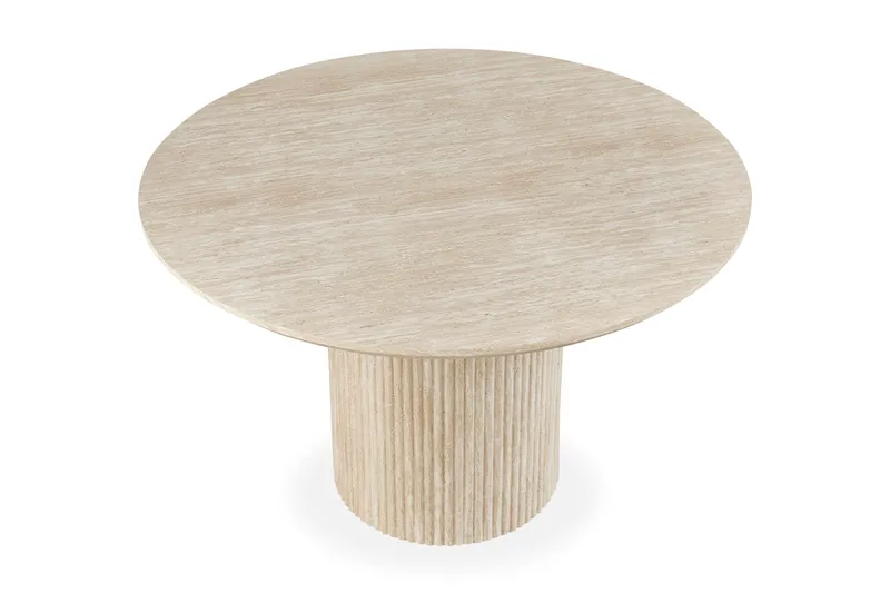 Uppveda Runt Matbord 120 cm med Travertinutseende - Beige - Möbler - Matplats - Matbord & köksbord