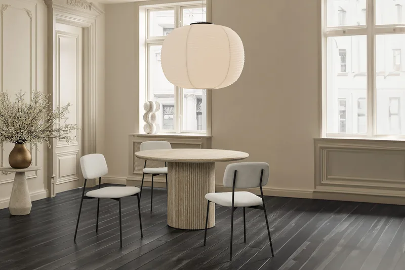 Uppveda Runt Matbord 120 cm med Travertinutseende - Beige - Möbler - Matplats - Matbord & köksbord