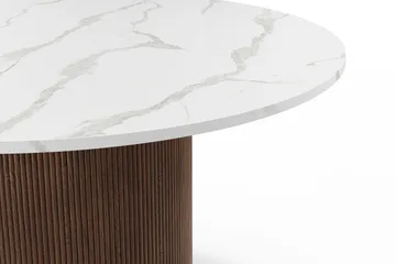 Uppveda Runt Matbord 120 cm med Valnöts- och Travertinutseende - Brun - Möbler - Matplats - Matbord & köksbord