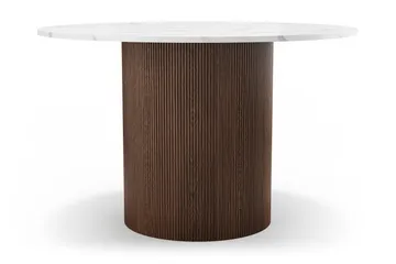 Uppveda Runt Matbord 120 cm med Valnöts- och Travertinutseende - Brun - Möbler - Matplats - Matbord & köksbord
