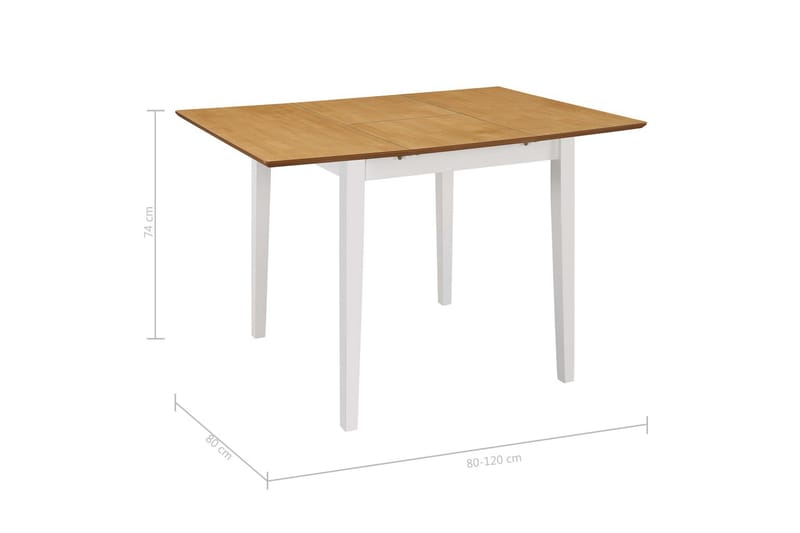 Utdragbart matbord (80-120)x80x74 cm vit MDF - Vit - Bord - Matbord & köksbord