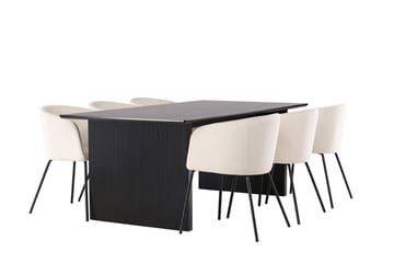 Vail Matbord 200 cm med 6 Berit Karmstol Sammet med Armstöd - Möbler - Matplats - Matgrupp & matbord med stolar