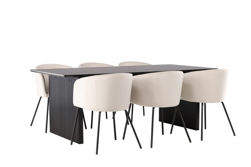 Vail Matbord 200 cm med 6 Berit Karmstol Sammet med Armstöd - Möbler - Matplats - Matgrupp & matbord med stolar