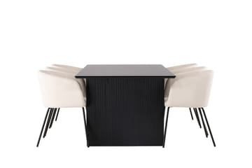 Vail Matbord 200 cm med 6 Berit Karmstol Sammet med Armstöd - Möbler - Matplats - Matgrupp & matbord med stolar