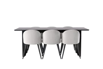 Vail Matbord 200 cm med 6 Velvet Köksstol Sammet - Möbler - Matplats - Matgrupp & matbord med stolar
